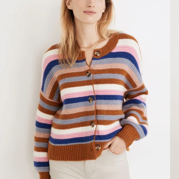 Madewell Sweaters - Striped Springview Cardigan Sweater in Coziest Yarn Sz xl